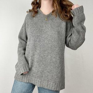 Vintage Wool Oversized Slouchy Knit Sweater Preppy Academia Fisherman Grandpa